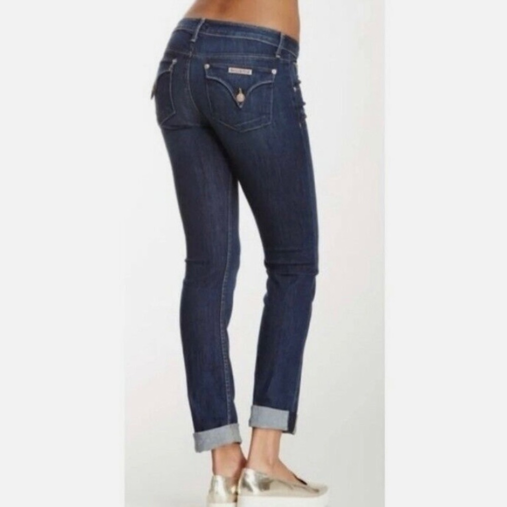 Hudson 26 (2) Bacara Crop Straight Cuffed Jeans Womens Stretch Low Rise Flap
